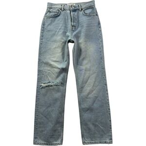 Reformation Cynthia High Rise Straight Cropped Jeans Tahoe Destroyed 25 NWOT